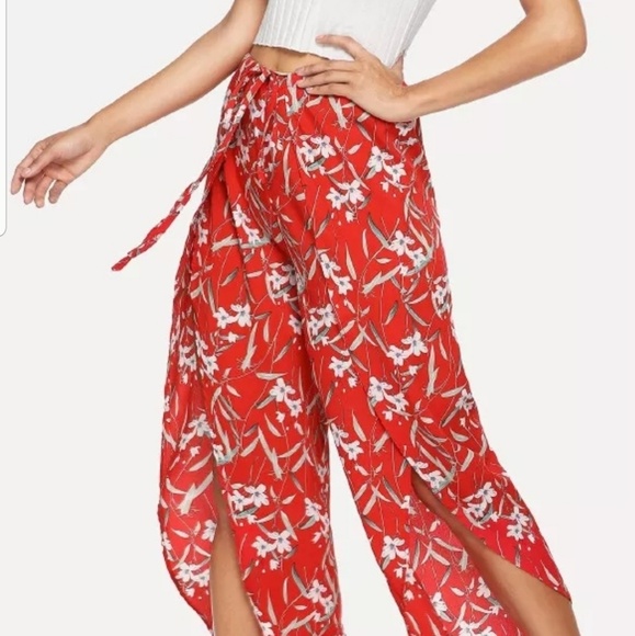 ❌❌SOLD SOLD❌❌💗New red flower print casual beach pants (m) - Picture 5 of 5